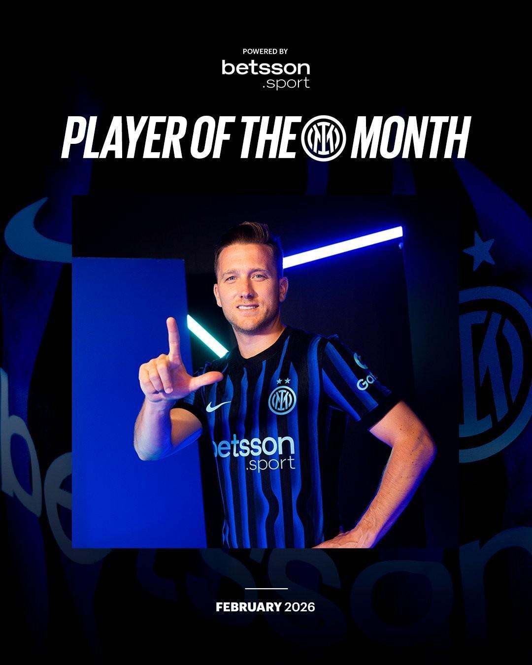 万博体育APP-官方：泽林斯基当选国米2月最佳球员